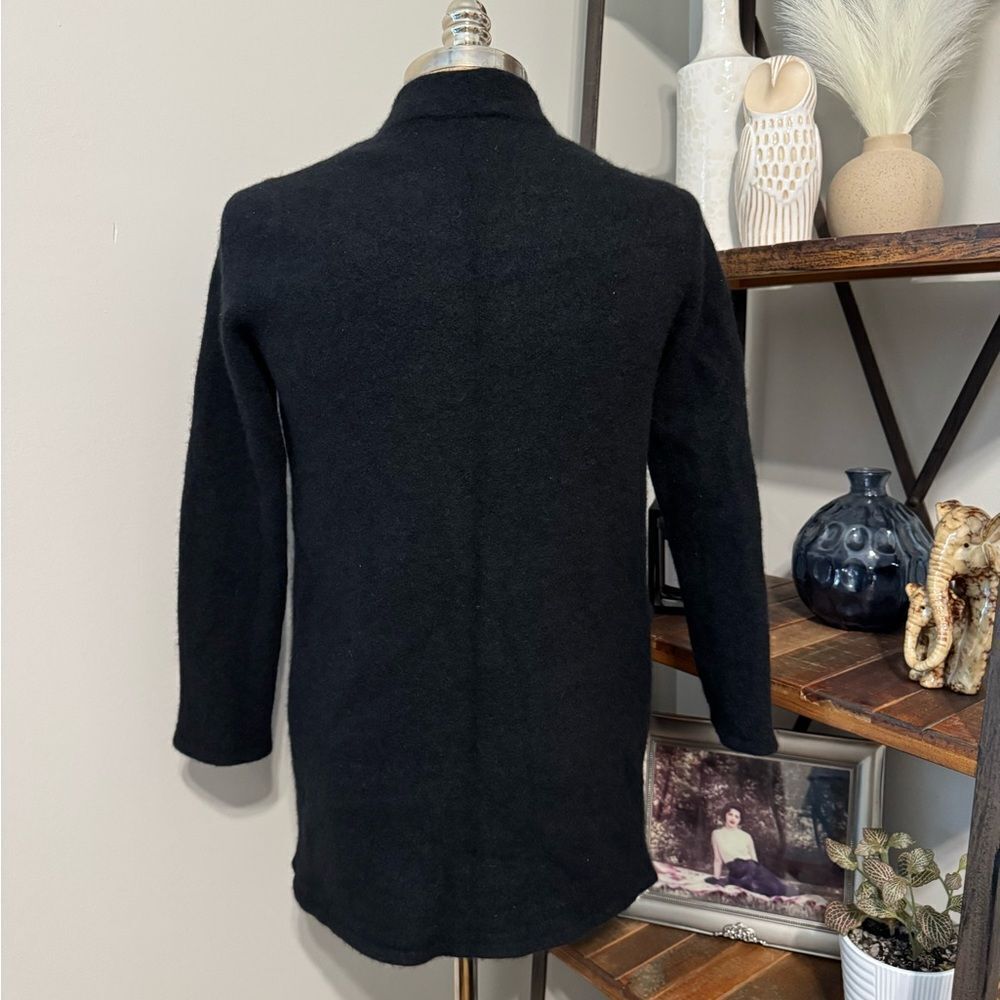 Jenni Kayne Merino Wool Yak Blend Black Cardigan Sweater Coat Open Front Size XS - Picture 3 of 10